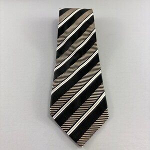 Umberto Frasi Black / Tan Striped Men's Extra Long Tie 4" x 63"
